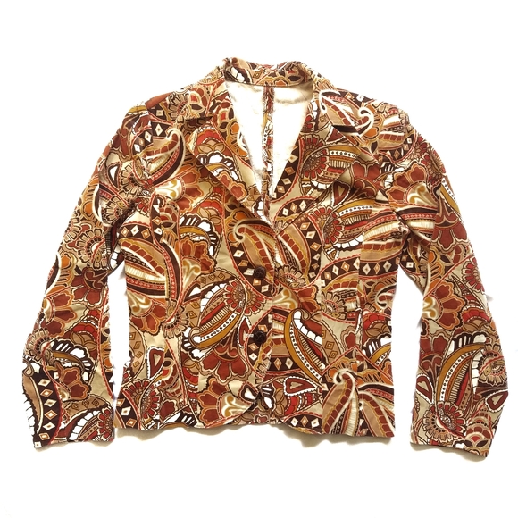 Jackets & Blazers - Vintage Inspired Print Corduroy Blazer